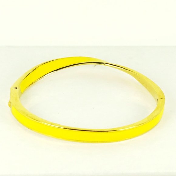KATE SPADE Gold Plated Yellow Enamel Twisted Hinged Bangle Bracelet - Picture 1 of 7